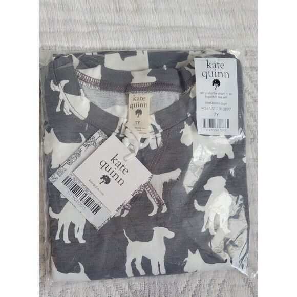 Kate Quinn Retro shortie and top set blackboard dogs bamboo 7y - Picture 3 of 5